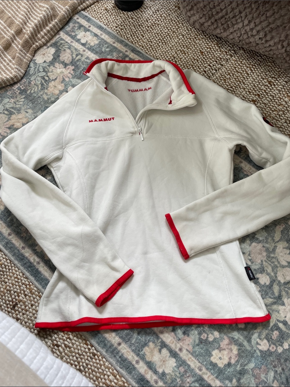 Mammut Women’s White Half-Zip Fleece with Red Accents